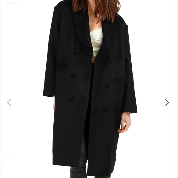 After Party Wool Blend Quilted Lining Coat - Black - Picture 1 of 3
